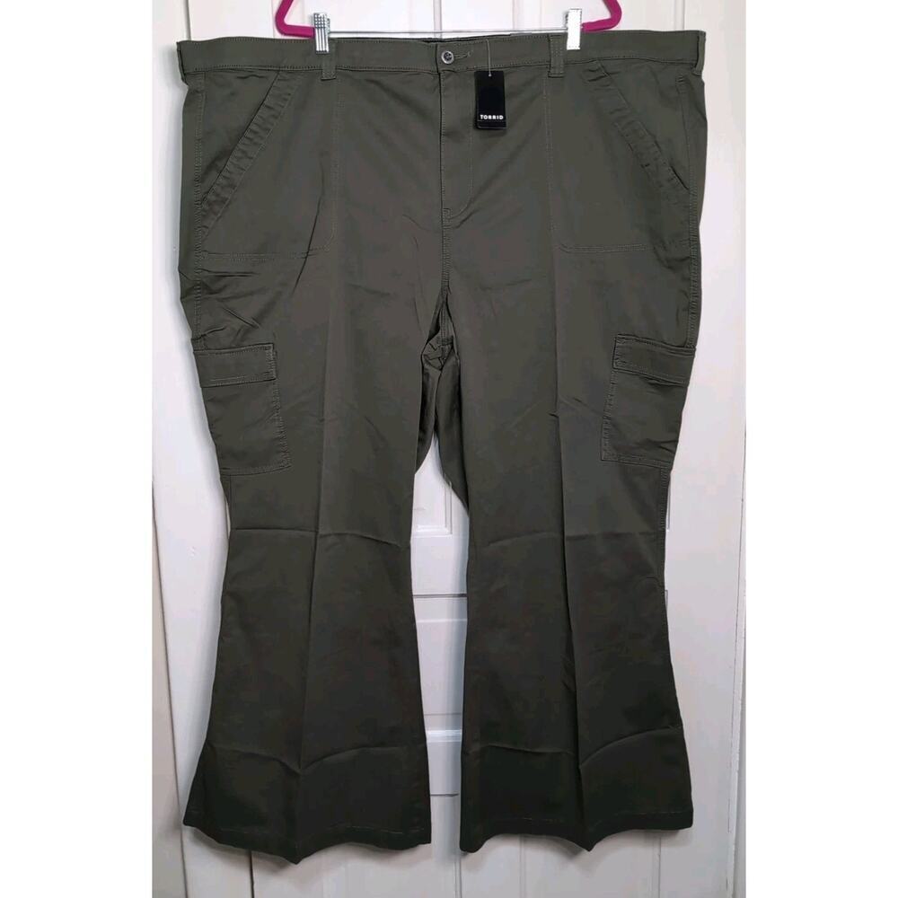 Torrid Wide Leg Twill Cargo Pants High Rise Women's 30R Green Utility (996)